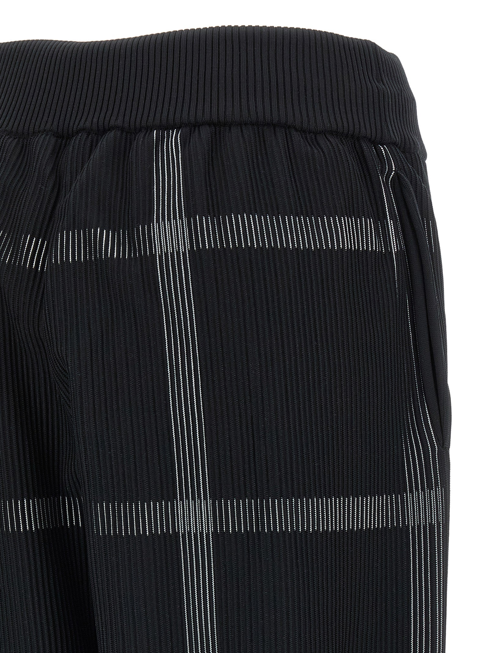 Casual Pants by PLEATS PLEASE ISSEY MIYAKE for women in polyester & nylon black & patterned features an sartorial wide and long with a cut for a sartorial finish.