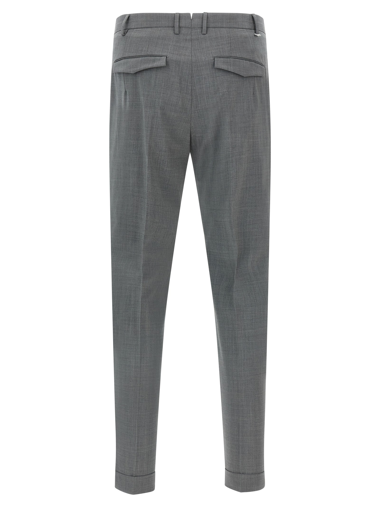 Trousers by PT Torino for men in virgin wool gray presents a perennial silhouette, meticulously tailored with a cut, long finish, and an elegant mid rise.