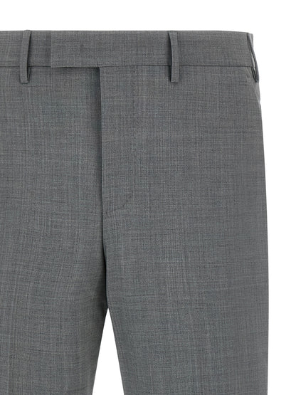 Trousers by PT Torino for men in virgin wool gray features a artisanal silhouette, showcasing a sophisticated with a long and mid rise for a artisanal finish.