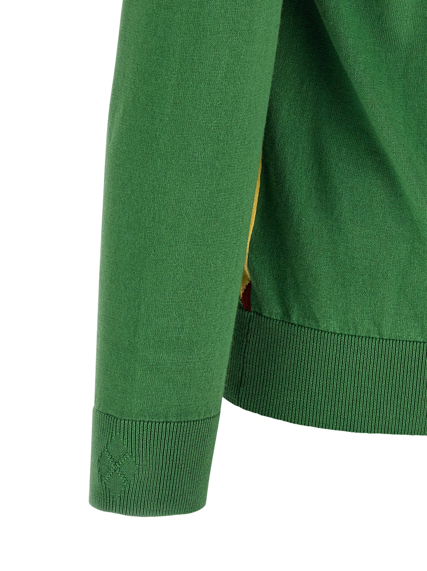 Cardigan by Ballantyne for men in plush cotton & cashmere bicolour, green, patterned, argyle & jacquard presents a textural silhouette, artfully finished with a textural and for a sophisticated, textural look.