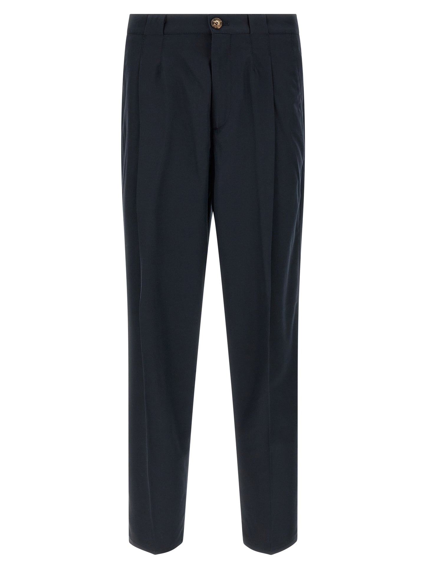 Chinos Pants by Brunello Cucinelli for men in cotton blue features a modern silhouette, showcasing a modern straight-leg & regular-fit with a long and for a refined finish.