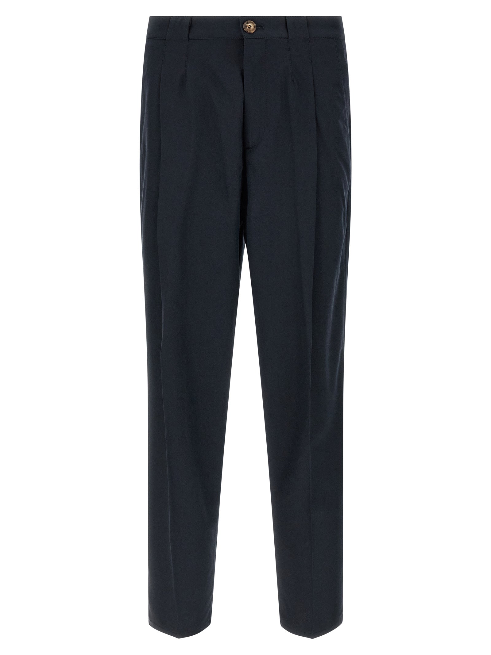 Chinos Pants by Brunello Cucinelli for men in cotton blue features a modern silhouette, showcasing a modern straight-leg & regular-fit with a long and for a refined finish.