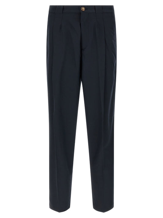 Chinos Pants by Brunello Cucinelli for men in cotton blue features a modern silhouette, showcasing a modern straight-leg & regular-fit with a long and for a refined finish.