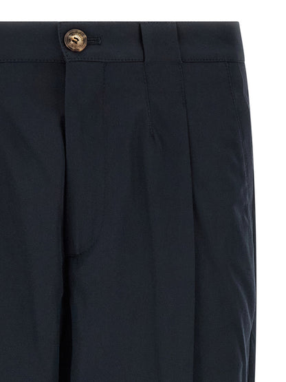 Chinos Pants by Brunello Cucinelli for men in cotton blue features an perennial straight-leg & regular-fit and long, expertly tailored with a perennial for a refined silhouette.