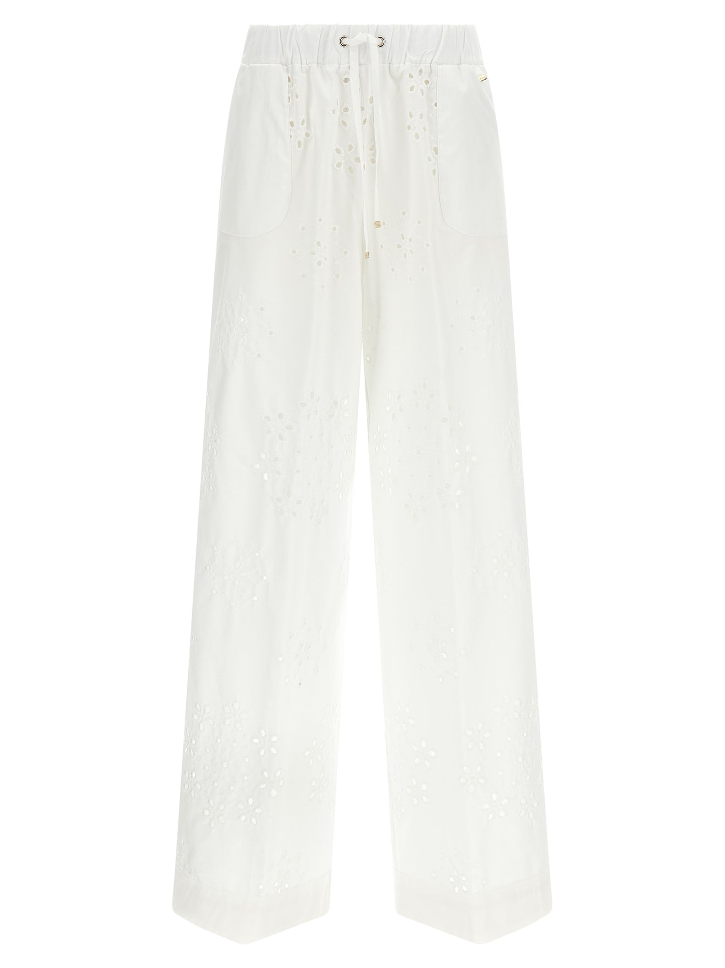 Casual Pants by Herno for women in cotton polyester white & patterned features a polished silhouette with a polished straight-leg & wide, reaching a polished long and finished with a polished .