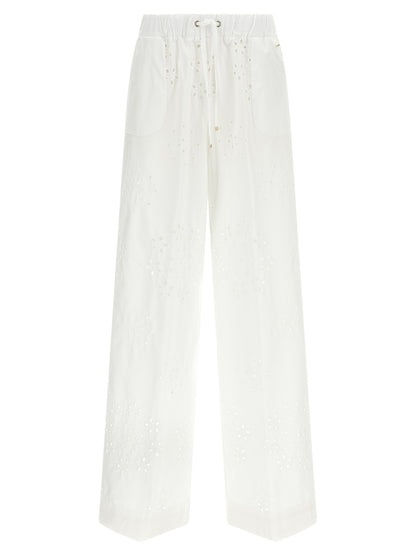 Casual Pants by Herno for women in cotton polyester white & patterned features a polished silhouette with a polished straight-leg & wide, reaching a polished long and finished with a polished .