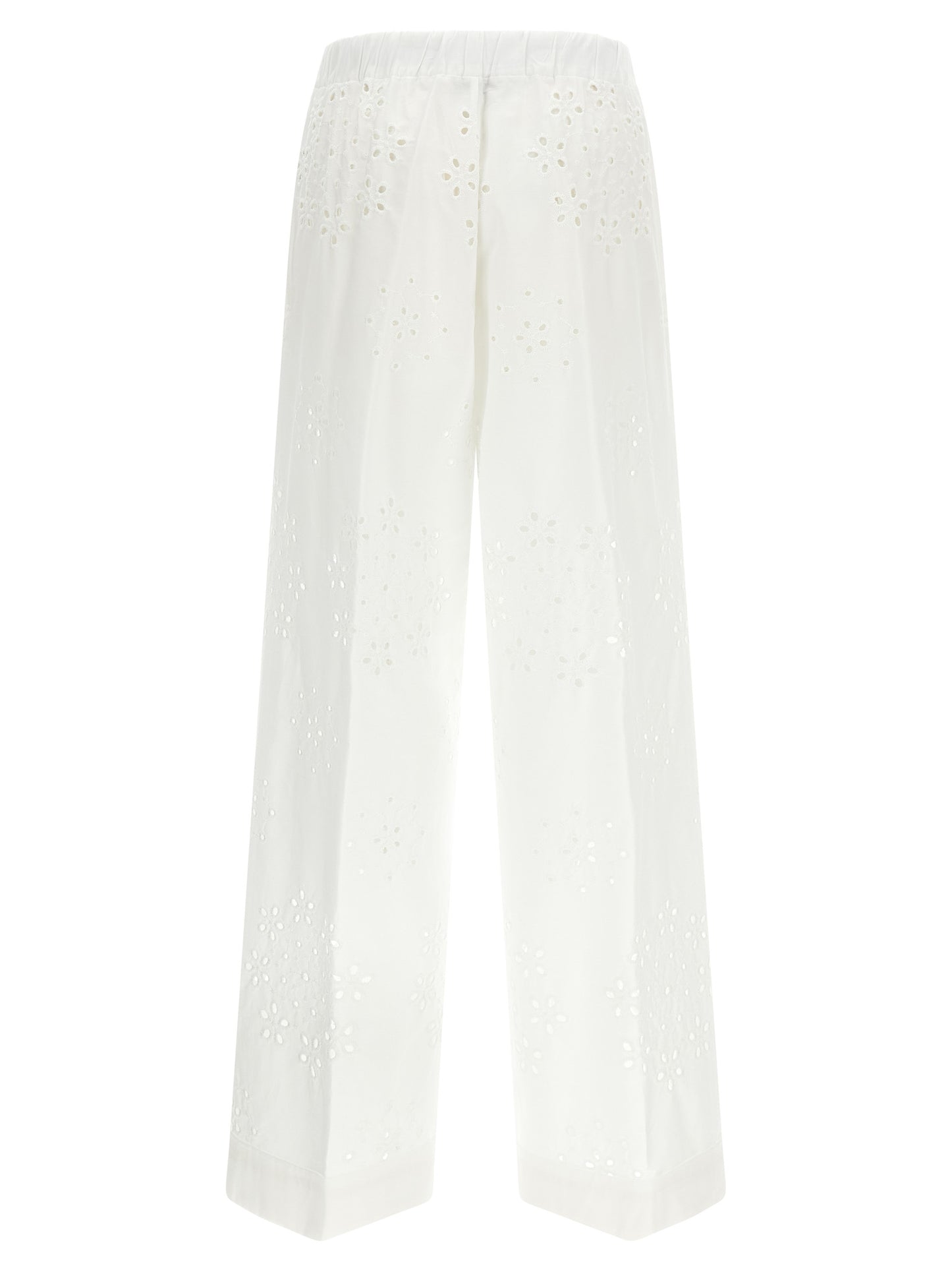 Casual Pants by Herno for women in cotton polyester white & patterned features an sartorial straight-leg & wide and long with a cut for a sartorial finish.