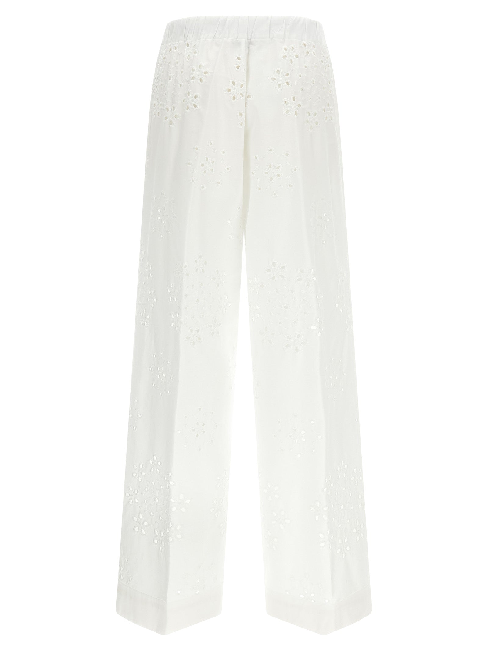 Casual Pants by Herno for women in cotton polyester white & patterned features an sartorial straight-leg & wide and long with a cut for a sartorial finish.