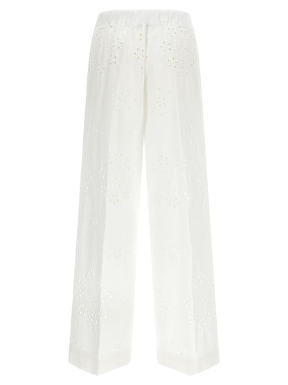 Casual Pants by Herno for women in cotton polyester white & patterned features an sartorial straight-leg & wide and long with a cut for a sartorial finish.