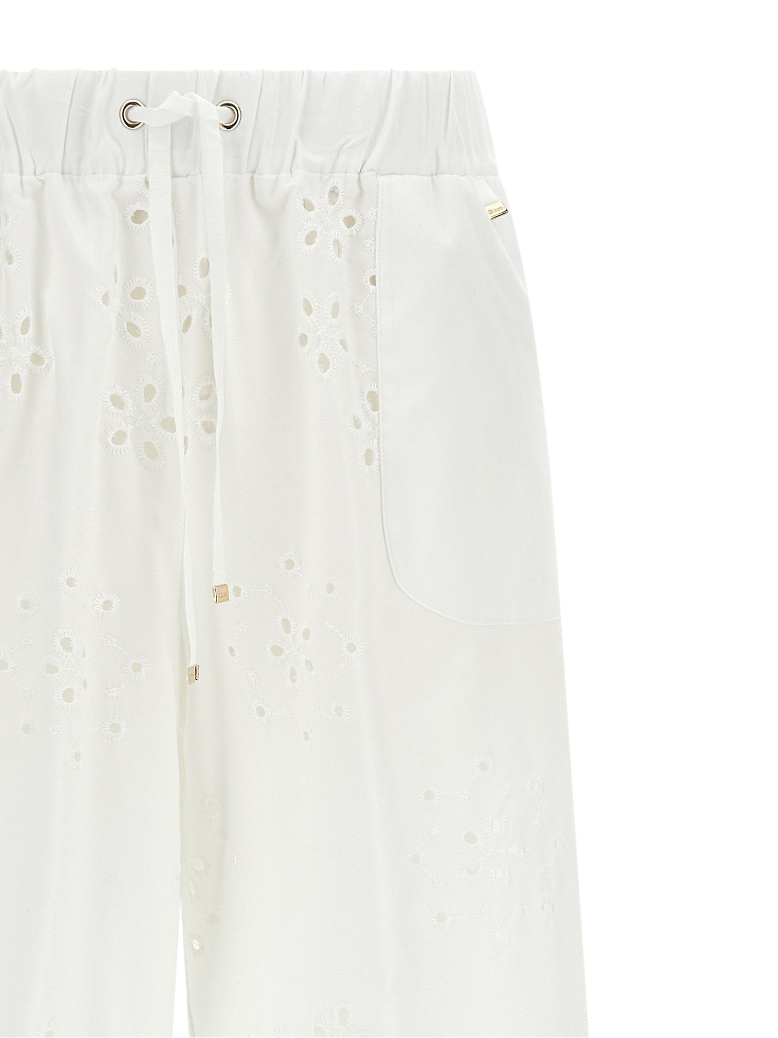 Casual Pants by Herno for women in cotton polyester white & patterned features an refined tailoring silhouette, showcasing a premium straight-leg & wide with a and long cut for a refined tailoring look.