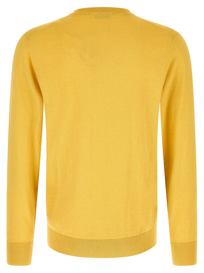 Cardigan by Ballantyne for men in cashmere cotton blend bicolour, yellow, patterned, argyle & jacquard presents a textural silhouette, artfully finished with a textural v-neck neckline and for a sophisticated, textural look.