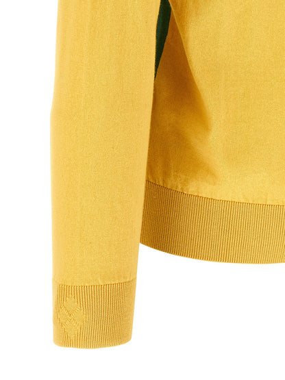 Cardigan by Ballantyne for men in cashmere cotton blend bicolour, yellow, patterned, argyle & jacquard features a nuanced silhouette with a refined and nuanced detailing for a sophisticated look.
