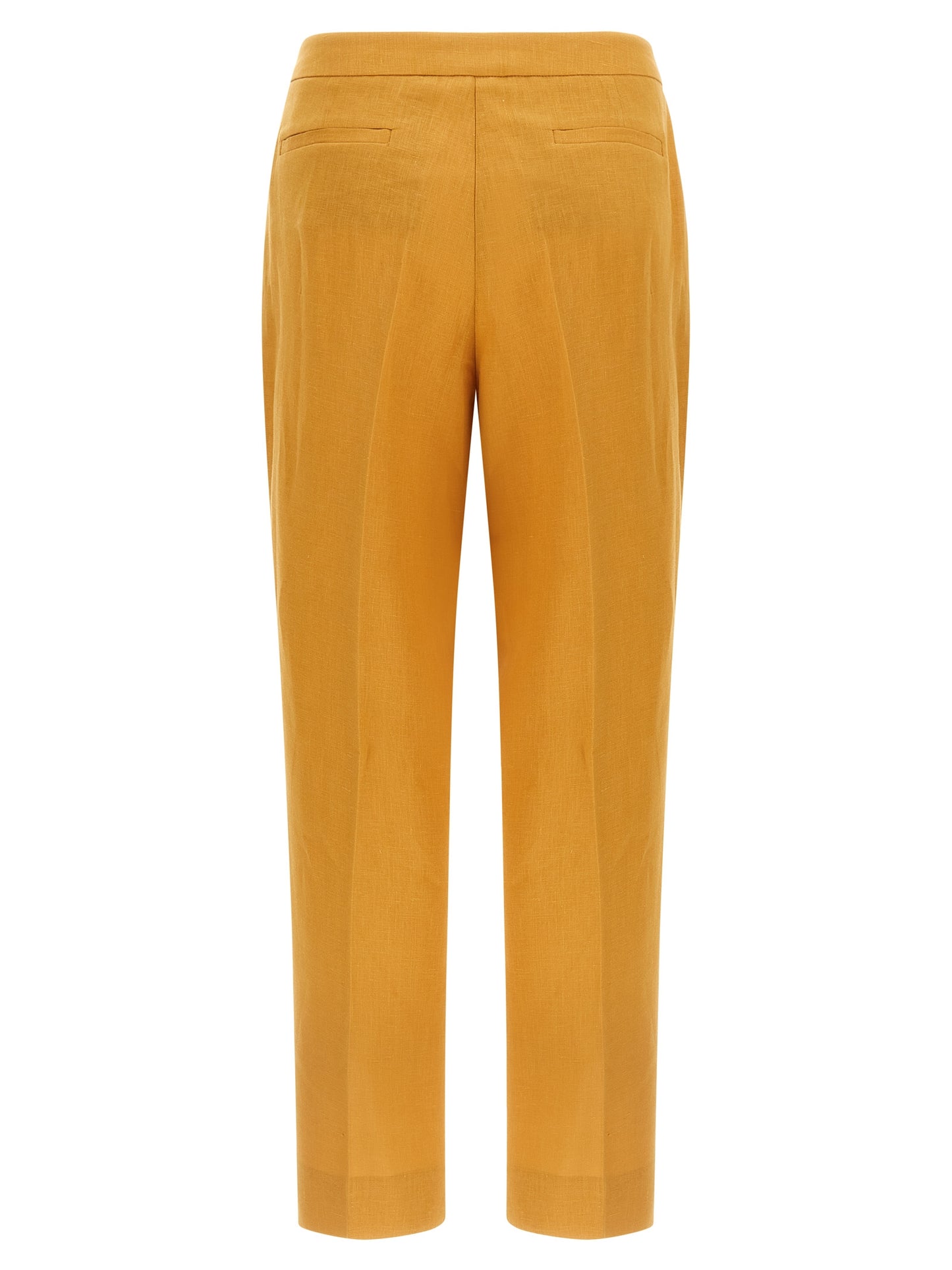 Trousers by Herno for women in linen orange features a artisanal silhouette, showcasing a sophisticated straight-leg with a long and for a artisanal finish.