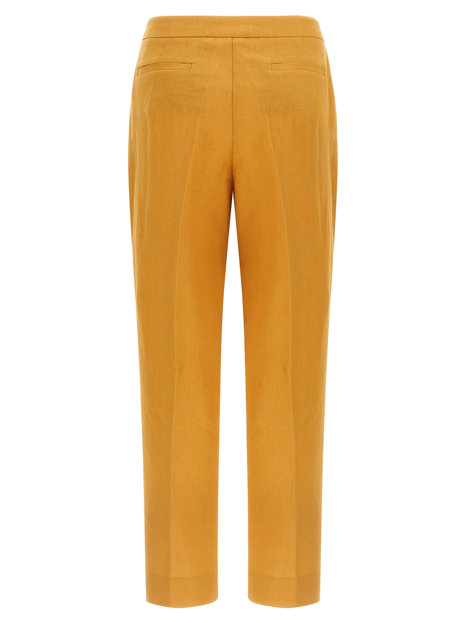 Trousers by Herno for women in linen orange features a artisanal silhouette, showcasing a sophisticated straight-leg with a long and for a artisanal finish.