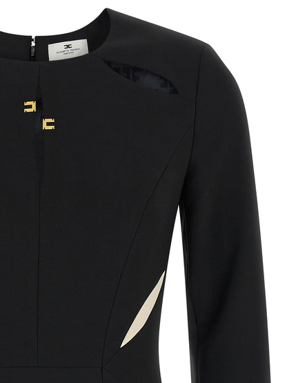 Dress by Elisabetta Franchi for women in stretch polyester bicolour, black & white features an sultry silhouette defined by a and , falling to an sultry short mini for a sultry look.