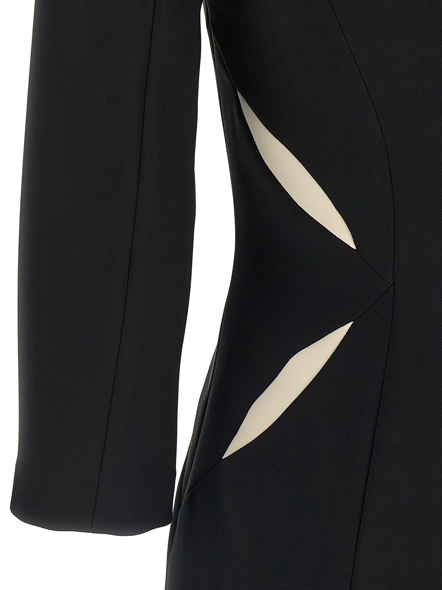 Dress by Elisabetta Franchi for women in stretch polyester bicolour, black & white showcases a striking silhouette, elegantly detailed with a , refined , and a striking short mini for a striking finish.