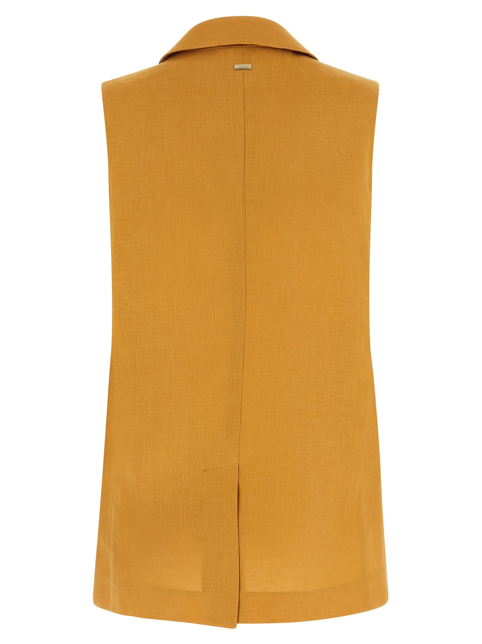 Vest by Herno for women in linen bicolour & yellow features an on trend silhouette, showcasing a sophisticated v-neck split neckline and premium pockets for a truly on trend finish.