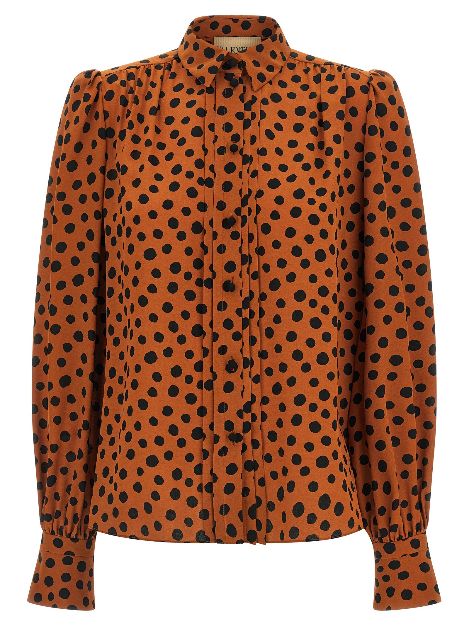 Blouse by Valentino Garavani for women in silk orange & print presents a discerning silhouette, showcasing a sophisticated and long-sleeve for a truly discerning finish.