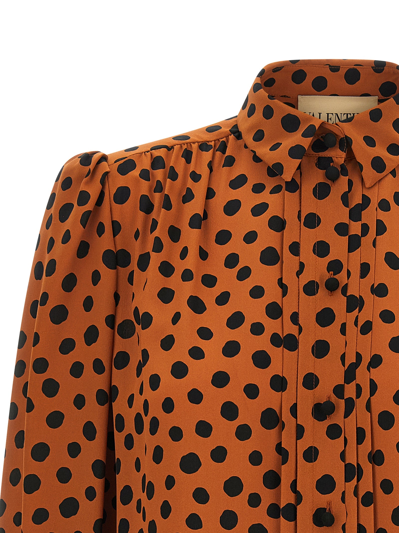 Blouse by Valentino Garavani for women in silk orange & print, featuring a nuanced and nuanced for a sophisticated finish.