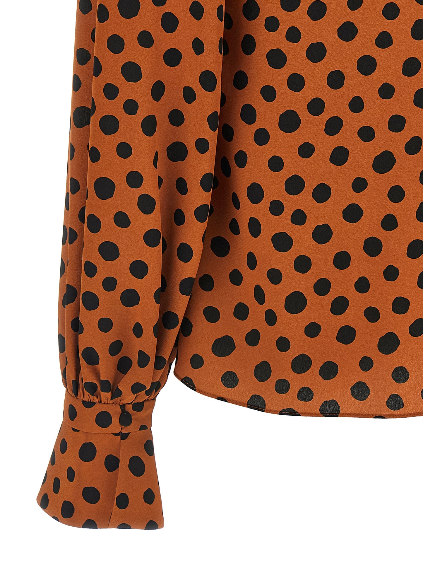 Blouse by Valentino Garavani for women in silk orange & print showcases a sharp silhouette, elegantly detailed with a sharp and sharp .