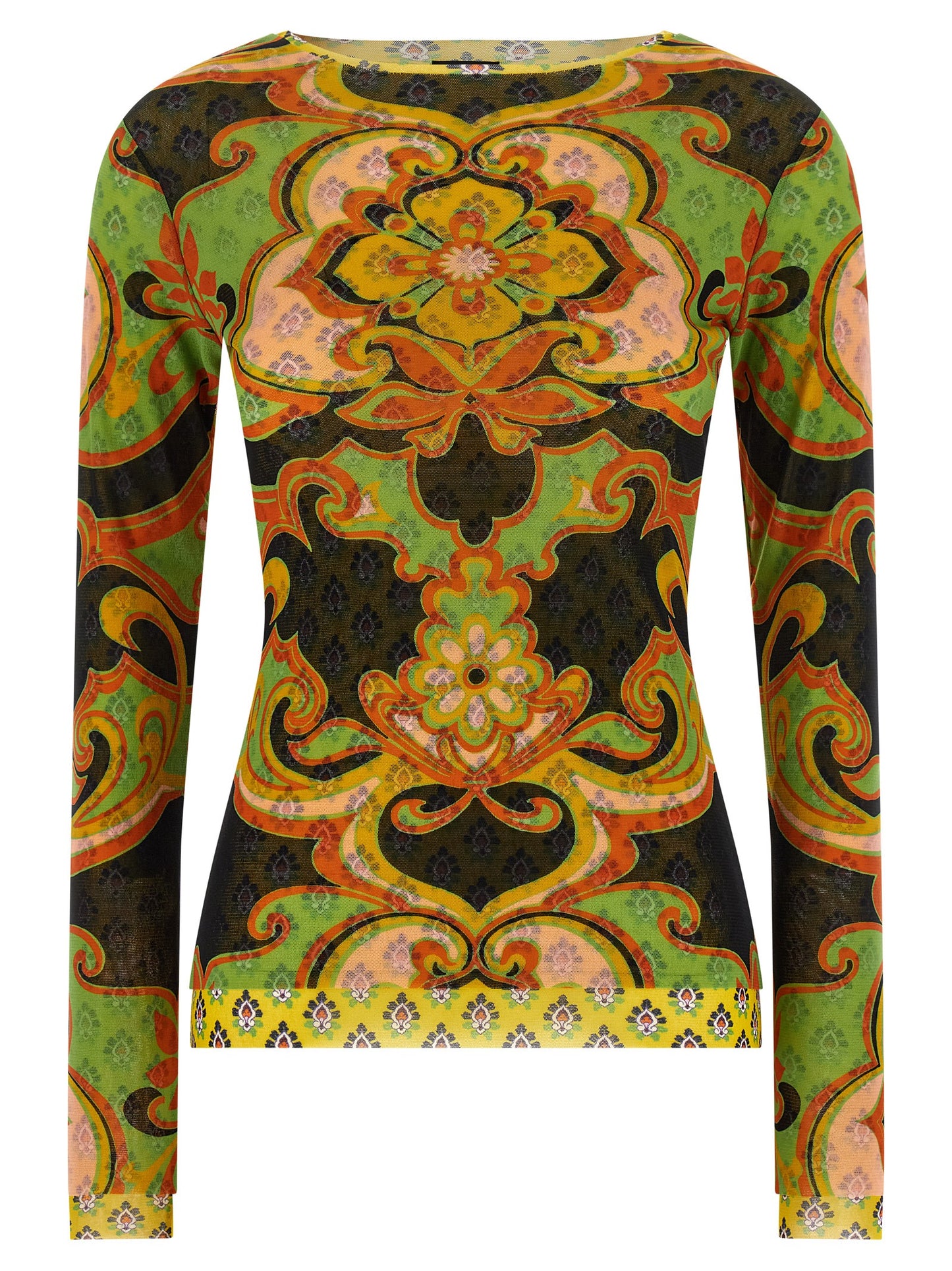 Cardigan by Etro for women in polyamide multicolor & patterned features a dramatic silhouette, showcasing a sophisticated round neckline and dramatic long-sleeve detail for a timeless, premium look.