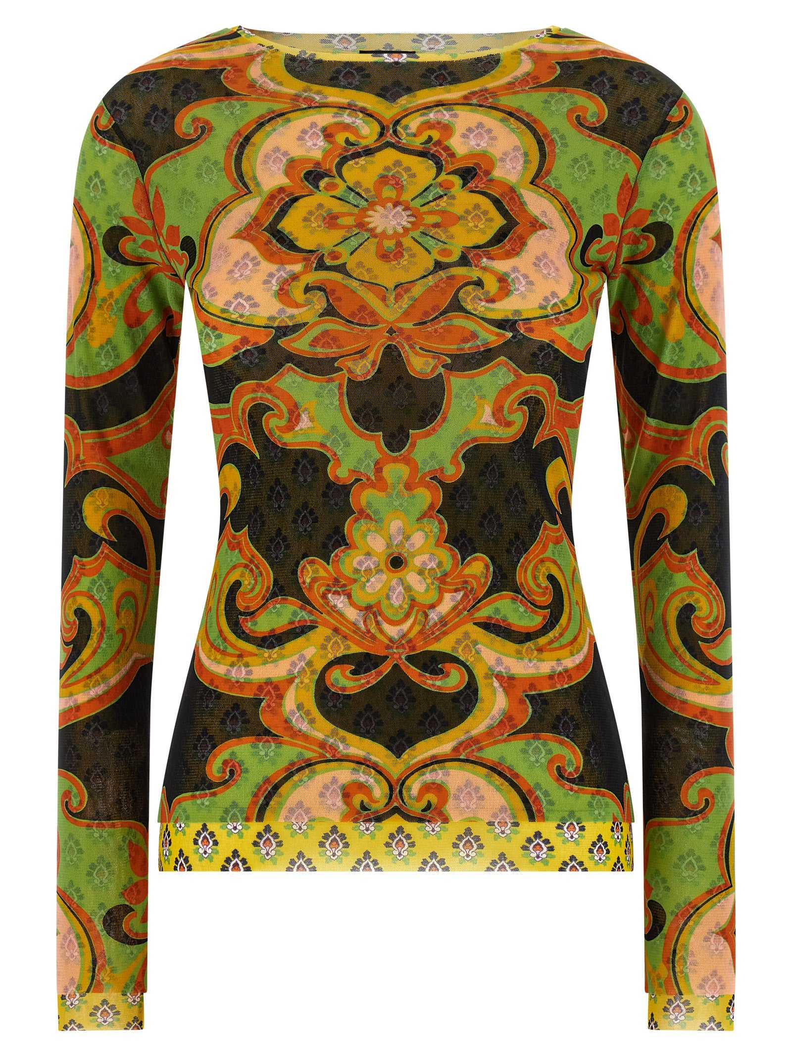 Cardigan by Etro for women in polyamide multicolor & patterned features a dramatic silhouette, showcasing a sophisticated round neckline and dramatic long-sleeve detail for a timeless, premium look.