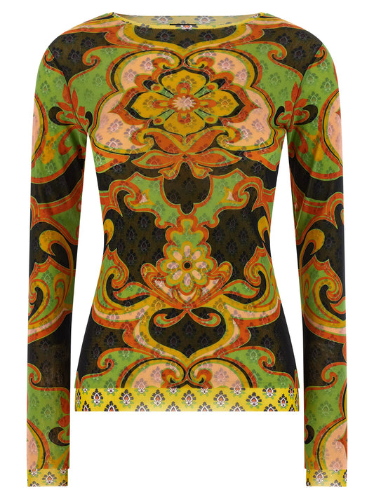 Cardigan by Etro for women in polyamide multicolor & patterned features a dramatic silhouette, showcasing a sophisticated round neckline and dramatic long-sleeve detail for a timeless, premium look.