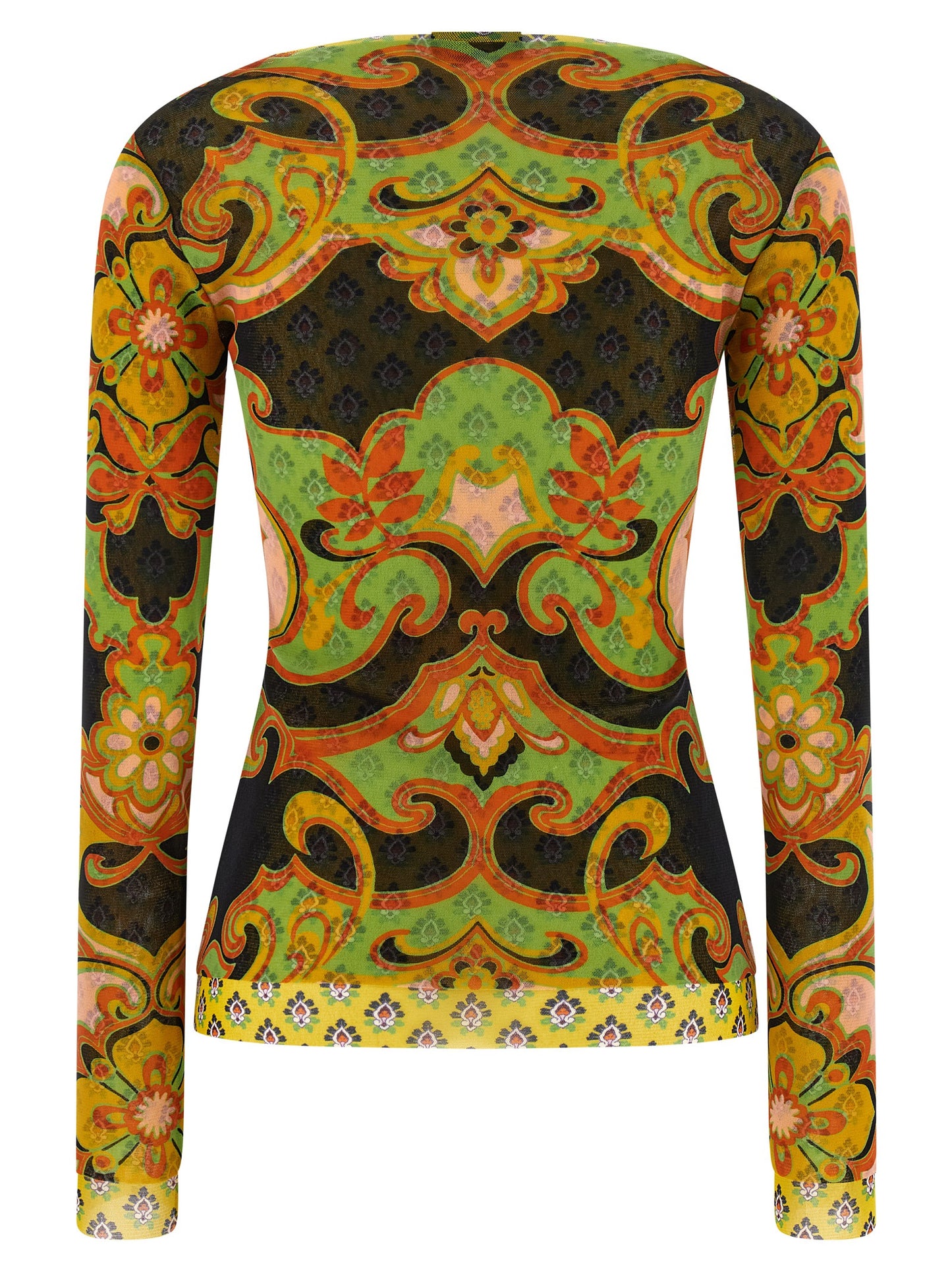 Cardigan by Etro for women in polyamide multicolor & patterned presents a textural silhouette, artfully finished with a textural round neckline and for a sophisticated, textural look.