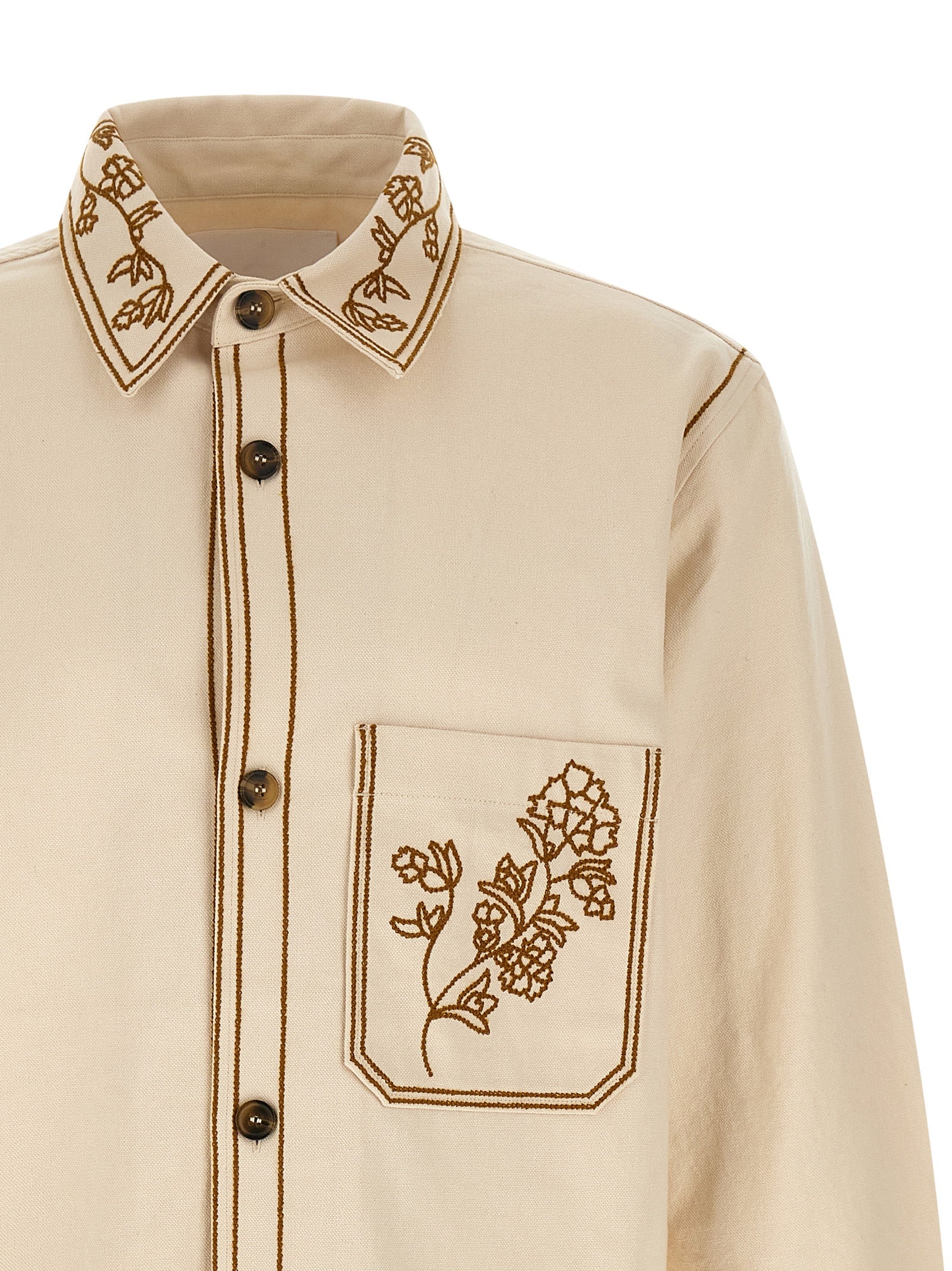 Overshirt by Isabel Marant for men in denim cotton beige & horn, featuring a nuanced and nuanced for a sophisticated finish.
