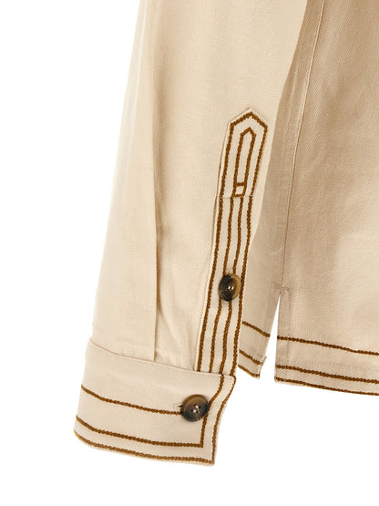 Overshirt by Isabel Marant for men in denim cotton beige & horn features an polished silhouette, showcasing a sophisticated and detail for a truly polished finish.
