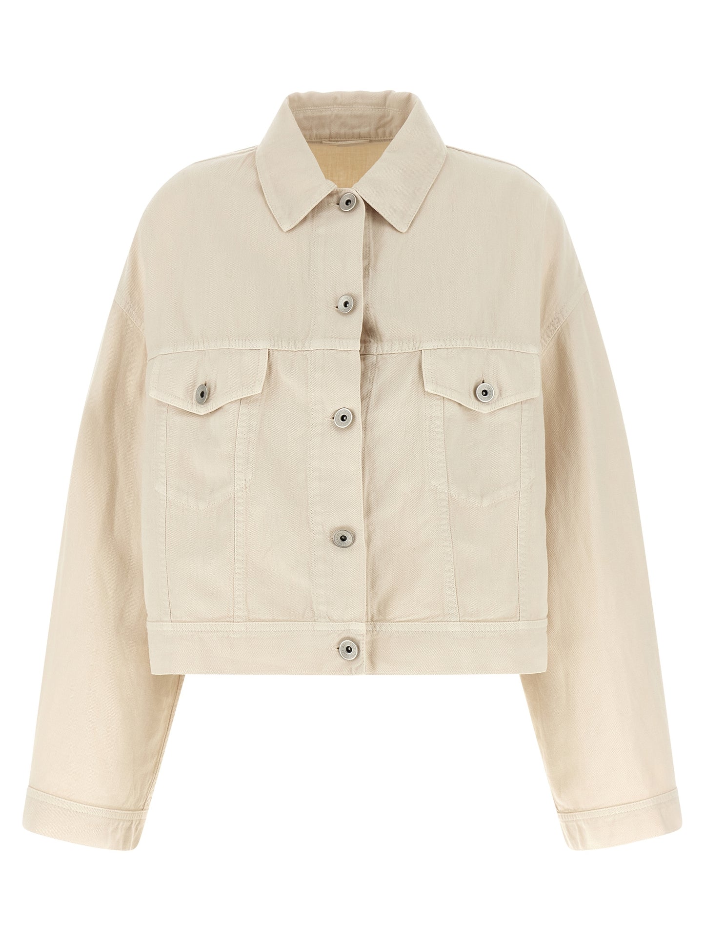 Brunello Cucinelli Monile Women's Linen & Denim Cotton Trucker Jacket - Beige