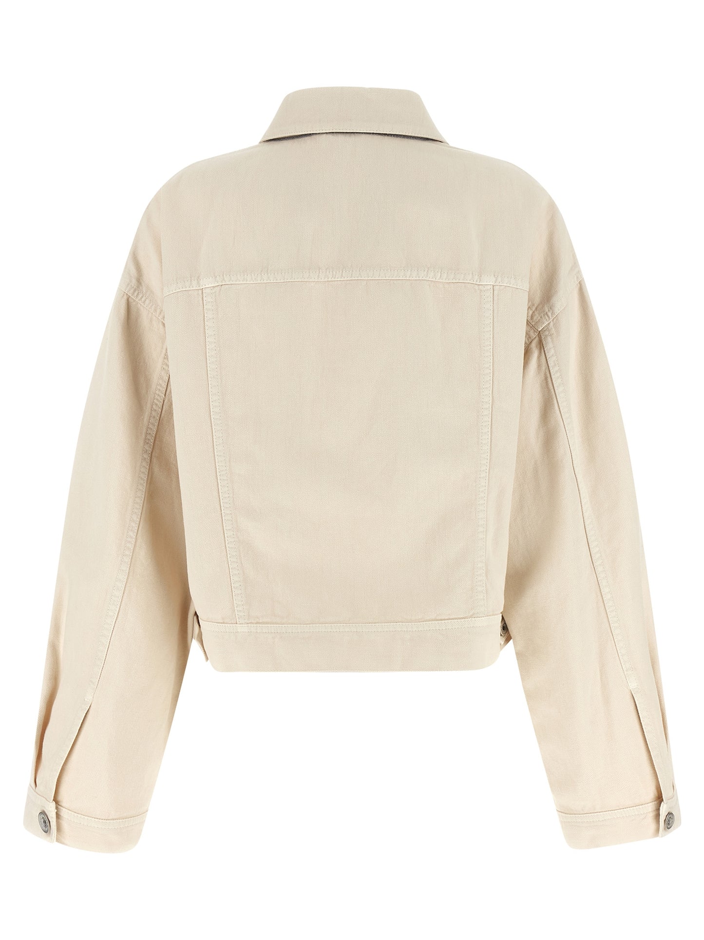 Brunello Cucinelli Monile Women's Linen & Denim Cotton Trucker Jacket - Beige