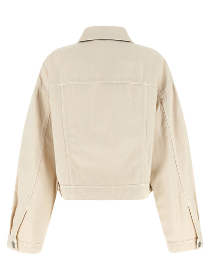 Brunello Cucinelli Monile Women's Linen & Denim Cotton Trucker Jacket - Beige