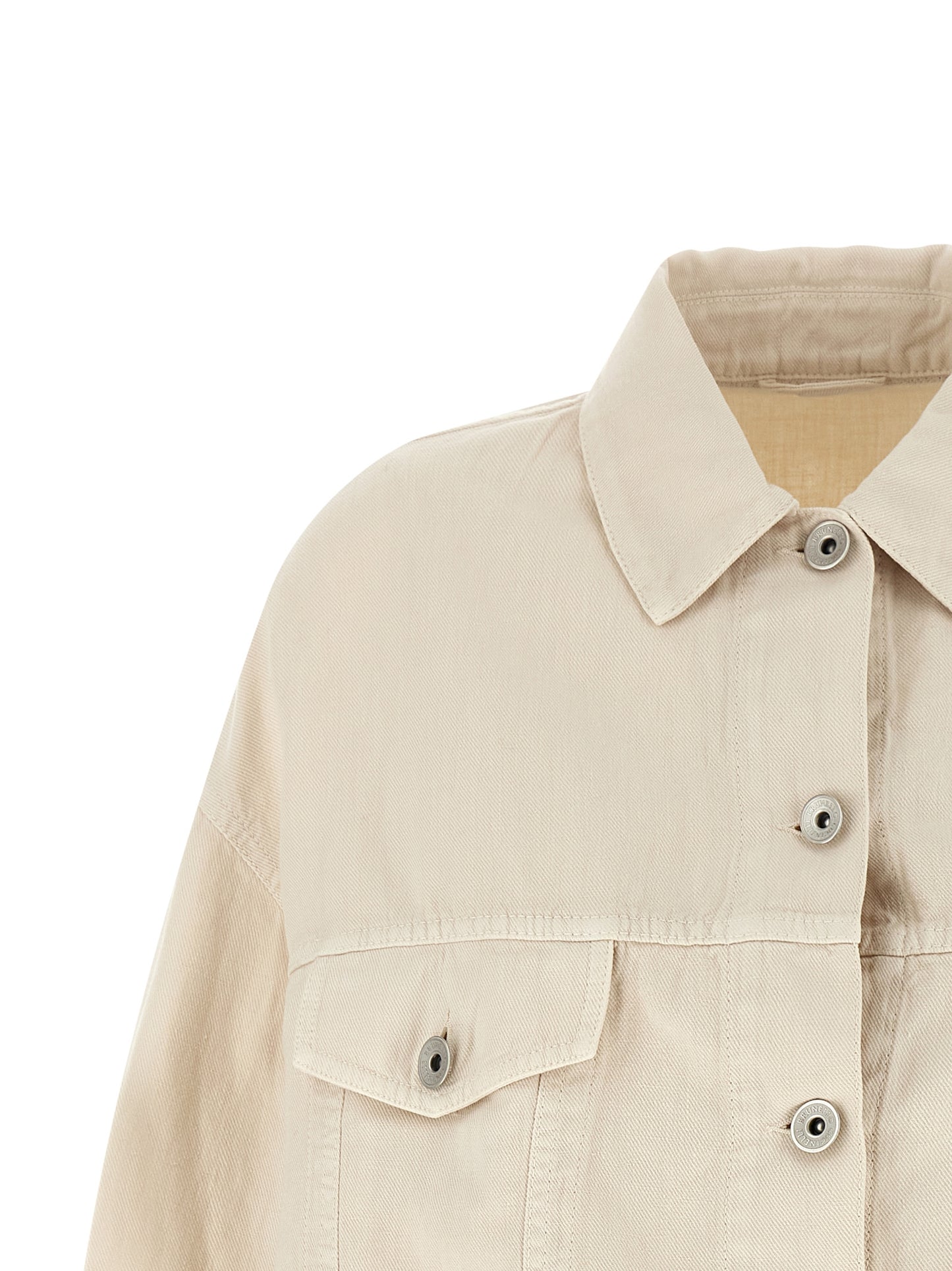 Brunello Cucinelli Monile Women's Linen & Denim Cotton Trucker Jacket - Beige