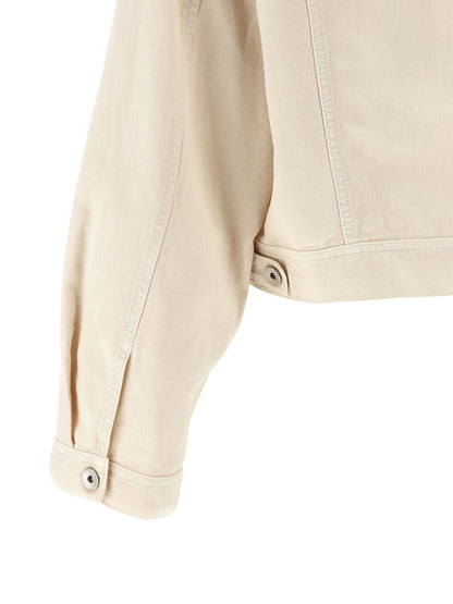 Brunello Cucinelli Monile Women's Linen & Denim Cotton Trucker Jacket - Beige