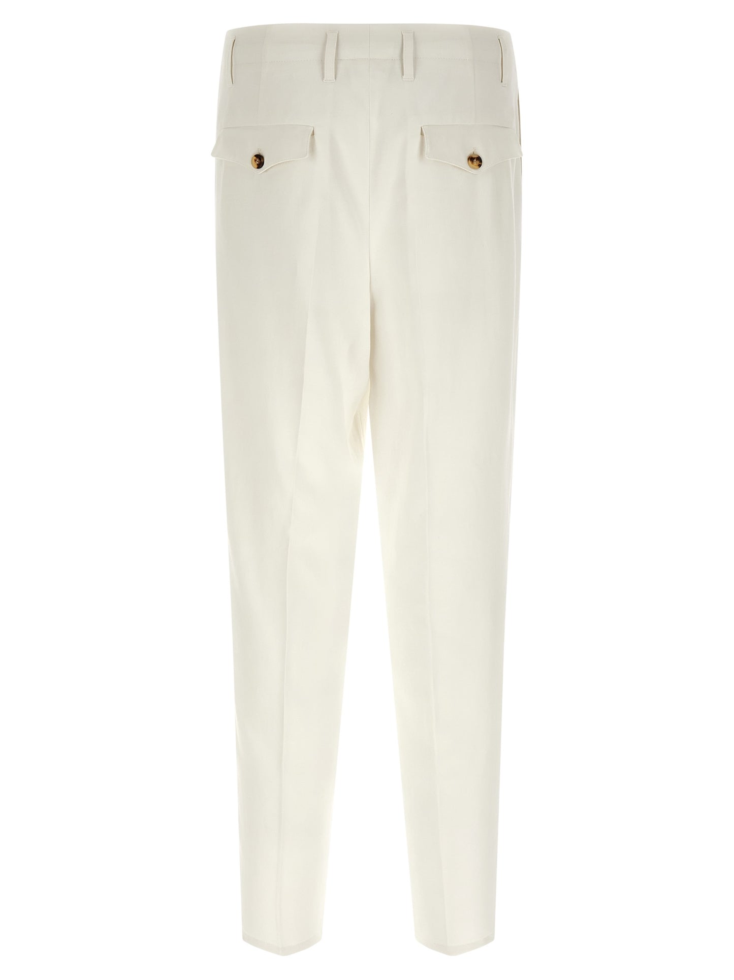 Trousers by Brunello Cucinelli for men in cotton white features an on trend silhouette, showcasing a sophisticated tapered-leg with a long and high rise for an on trend finish.