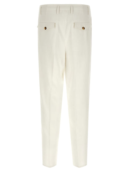 Trousers by Brunello Cucinelli for men in cotton white features an on trend silhouette, showcasing a sophisticated tapered-leg with a long and high rise for an on trend finish.
