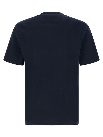 T-Shirt by Brunello Cucinelli for men in cotton blue & print showcases a dramatic silhouette, elegantly detailed with a dramatic crew neckline and for a truly dramatic finish.