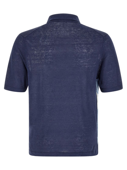 Polo Shirt by Ballantyne for men in linen & cotton blue, patterned, argyle & jacquard presents a sleek silhouette, featuring a refined and for a sleek finish.