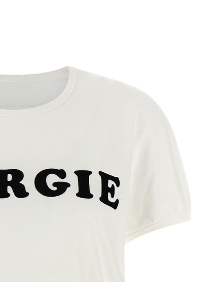 T-Shirt by MM6 Maison Margiela for women in cotton white, signature & print features an on trend silhouette, perfectly showcasing a on trend and crew neckline for an elevated aesthetic.