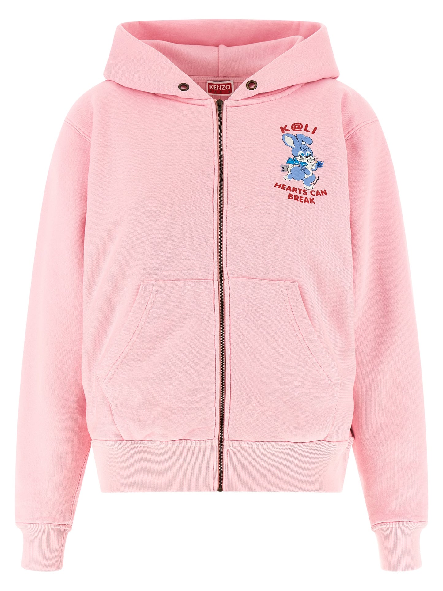 Sweatshirt Hoodie by Kenzo for women in cotton multicolor, pink & print features an dramatic silhouette, showcasing a sophisticated hooded neckline and dramatic for a refined, modern aesthetic.