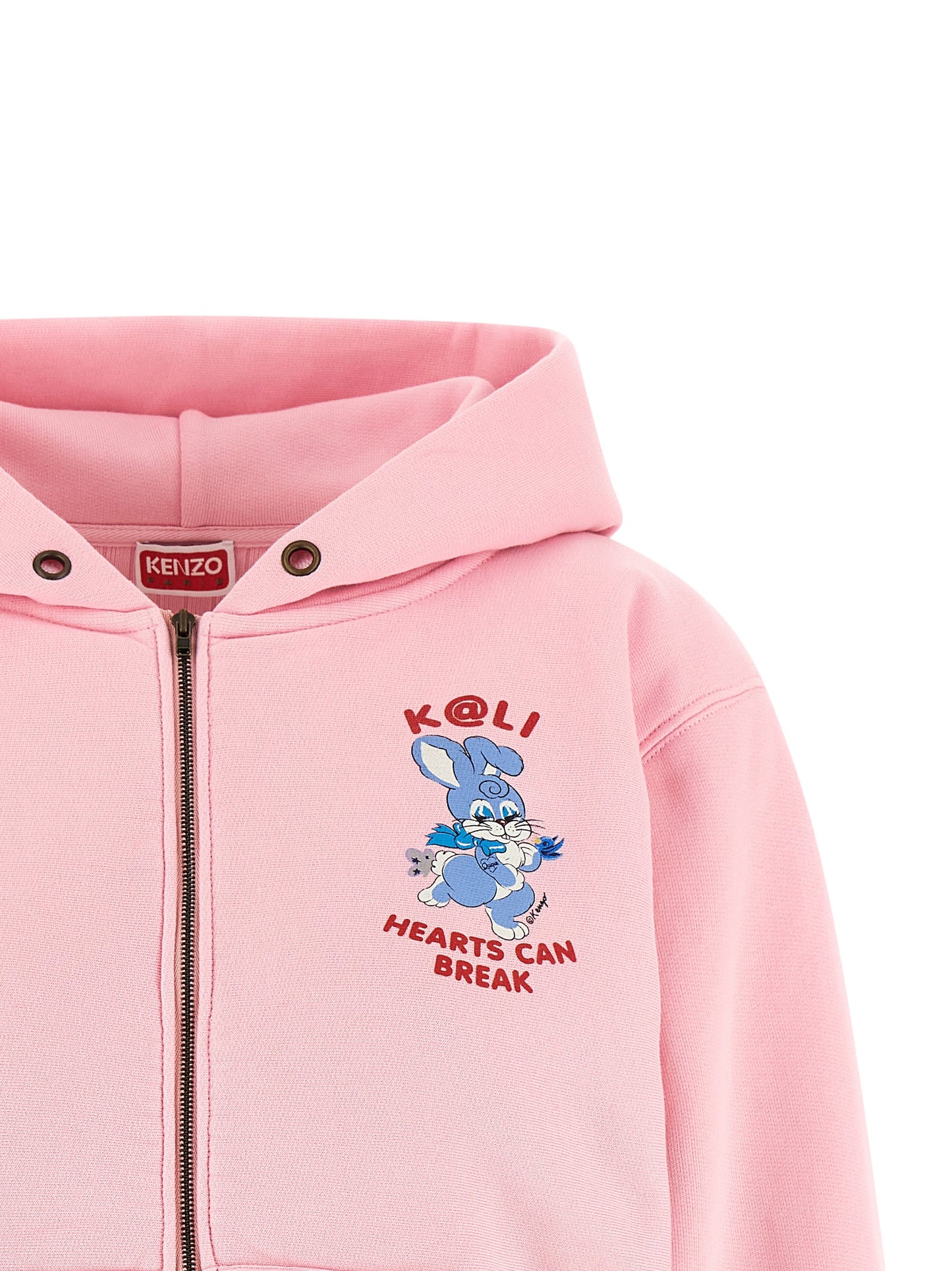 Sweatshirt Hoodie by Kenzo for women in cotton multicolor, pink & print features an avant-garde silhouette, showcasing a sophisticated hooded neckline and detail for a truly avant-garde finish.