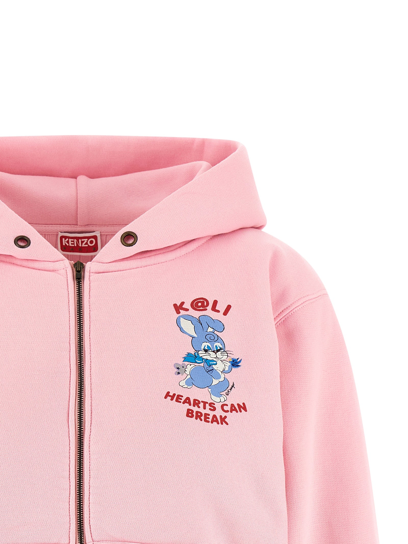 Sweatshirt Hoodie by Kenzo for women in cotton multicolor, pink & print features an avant-garde silhouette, showcasing a sophisticated hooded neckline and detail for a truly avant-garde finish.