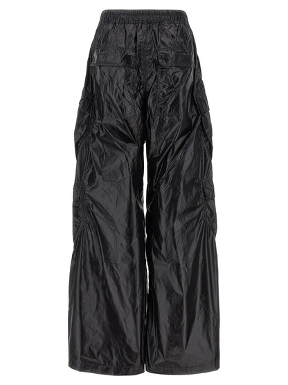 Cargo Pants by DRKSHDW for women in nylon black features an tailored flared & wide with a and long, creating a tailored utilitarian silhouette.