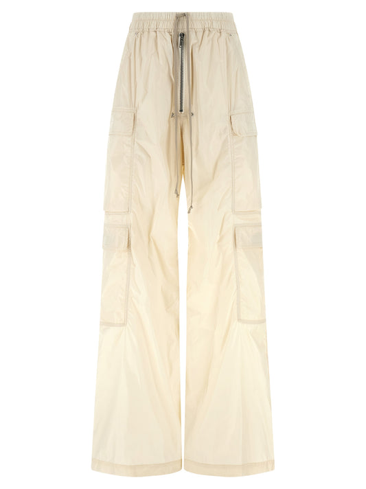 Cargo Pants by DRKSHDW for women in nylon beige features a architectural flared & wide with a architectural long and architectural .