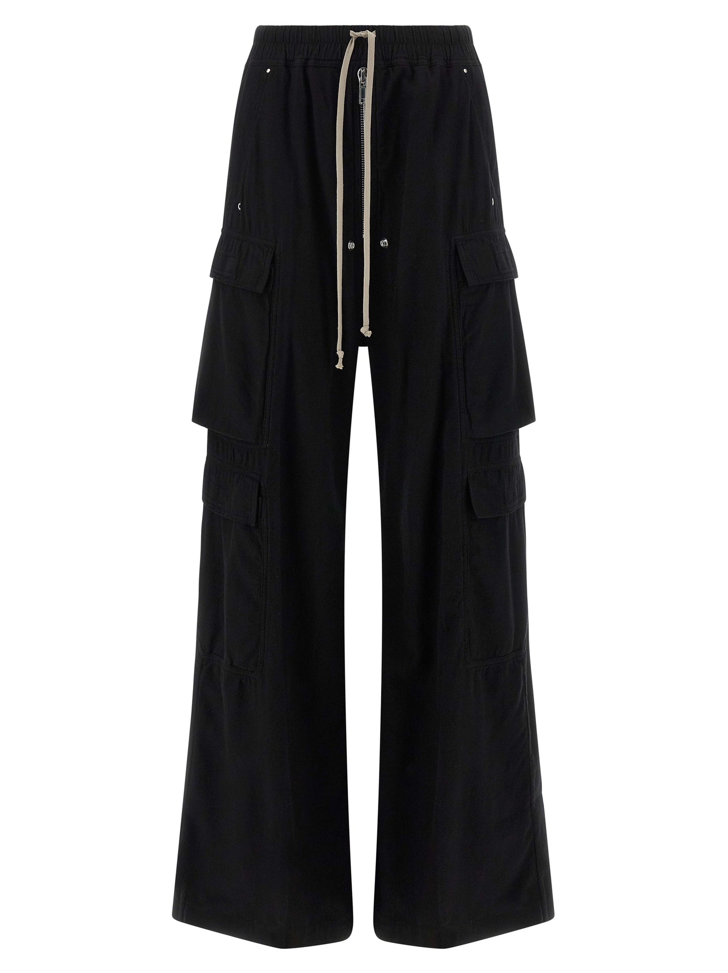 Cargo Pants by DRKSHDW for women in cotton black features a sartorial silhouette, showcasing a sophisticated flared & wide with a refined long and elegant .