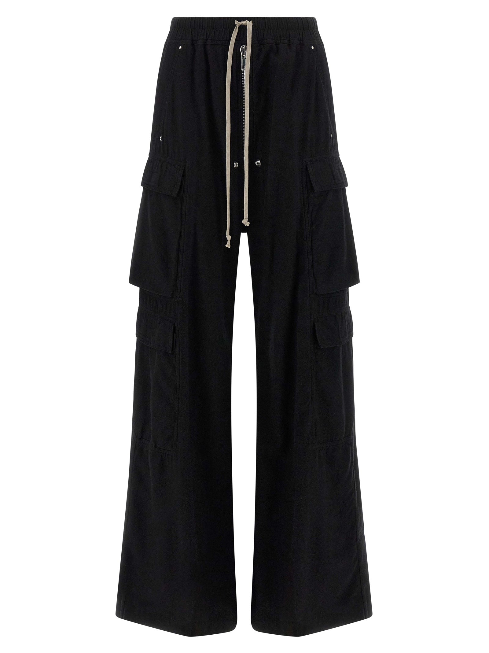 Cargo Pants by DRKSHDW for women in cotton black features a sartorial silhouette, showcasing a sophisticated flared & wide with a refined long and elegant .