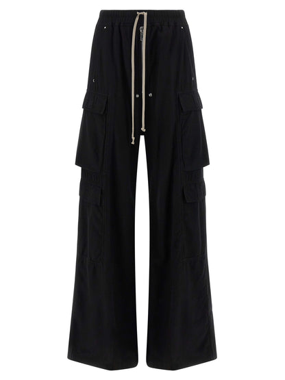 Cargo Pants by DRKSHDW for women in cotton black features a sartorial silhouette, showcasing a sophisticated flared & wide with a refined long and elegant .