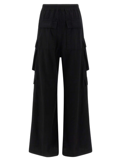 Cargo Pants by DRKSHDW for women in cotton black features an tailored flared & wide with a and long, creating a tailored utilitarian silhouette.