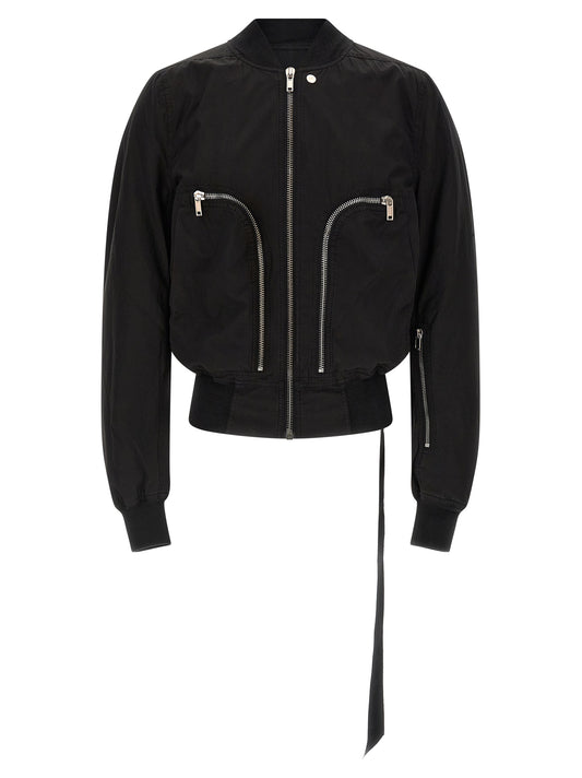 Bomber Jacket by DRKSHDW for men in cotton black features an contemporary silhouette, showcasing a sophisticated high-neck neckline and contemporary for a truly refined look.